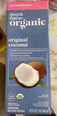 UNSWEETENED ORIGINAL COCONUTMILK NON-DAIRY BEVERAGE, UNSWEETENED