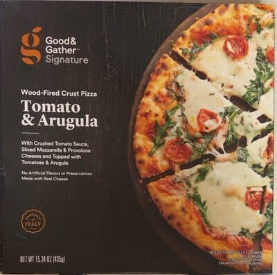 TOMATO & ARUGULA WITH CRUSHED TOMATO SAUCE, SLICED MOZZARELLA & PROVOLONE CHEESES AND TOPPED WITH TOMATOES & ARUGULA WOOD-FIRED CRUST PIZZA, TOMATO & ARUGULA