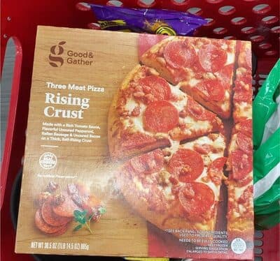 RISING CRUST THREE MEAT PIZZA MADE WITH A RICH TOMATO SAUCE, FLAVORFUL UNCURED PEPPERONI, ITALIAN SAUSAGE & UNCURED BACON ON A THICK, SELF-RISING CRUST, RISING CRUST