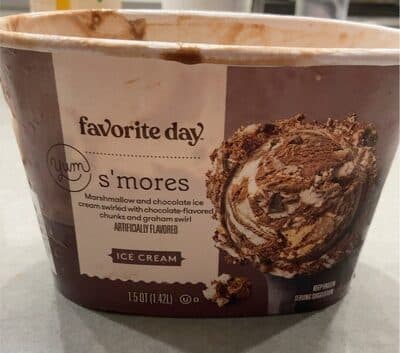 S'MORES FLAVORED MARSHMALLOW AND CHOCOLATE ICE CREAM SWIRLED WITH CHOCOLATE-FLAVORED CHUNKS AND GRAHAM SWIRL, S'MORES