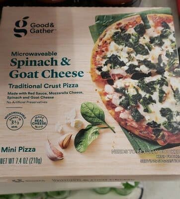 SPINACH & GOAT CHEESE MICROWAVEABLE TRADITIONAL CRUST MINI PIZZA, SPINACH & GOAT CHEESE