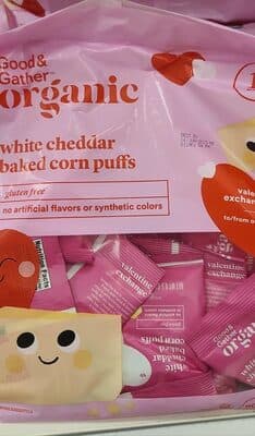 WHITE CHEDDAR BAKED CORN PUFFS, WHITE CHEDDAR