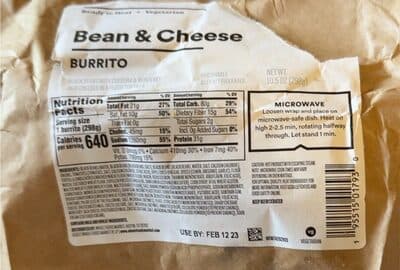 BEAN & CHEESE BURRITO, BEAN & CHEESE