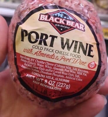 COLD PACK CHEESE FOOD BALL WITH ALMONDS & PORT WINE, PORT WINE