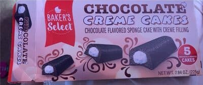 CHOCOLATE FLAVORED SPONGE CAKE WITH CREME FILLING, CHOCOLATE