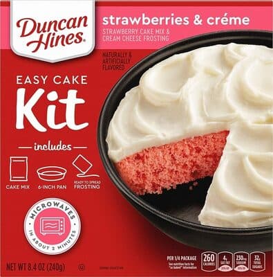 STRAWBERRIES & CREME STRAWBERRY CAKE MIX & CREAM CHEESE FROSTING, STRAWBERRIES & CREME