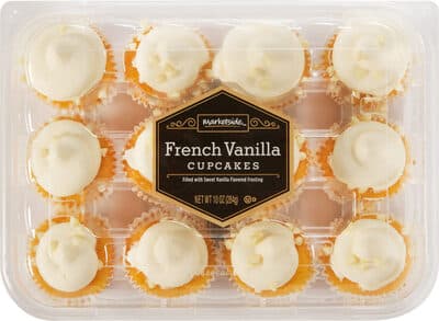 FRENCH VANILLA CUPCAKES, FILLED WITH SWEET VANILLA FLAVORED FROSTING, FRENCH VANILLA