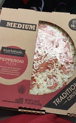 PEPPERONI PREMIUM SLICED AND DICED PEPPERONI, SHREDDED MOZZARELLA AND PROVOLONE CHEESES WITH PIZZA SAUCE TRADITIONAL CRUST MEDIUM PIZZA, PEPPERONI