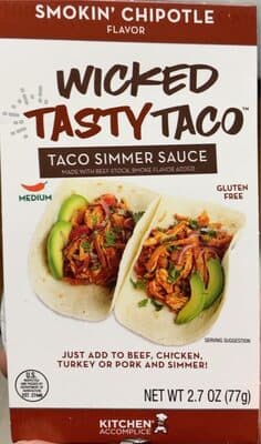 MEDIUM SMOKIN' CHIPOTLE TACO SIMMER SAUCE, SMOKIN' CHIPOTLE