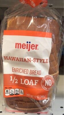 HAWAIIAN STYLE 1/2 LOAF ENRICHED BREAD, HAWAIIAN STYLE