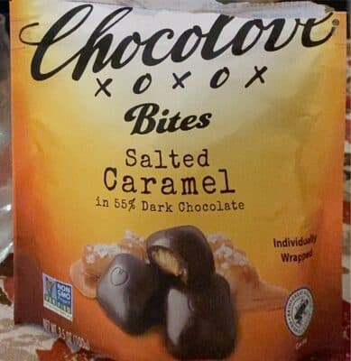 SALTED CARAMEL IN 55% DARK CHOCOLATE BITES, SALTED CARAMEL