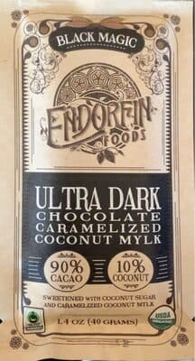 BLACK MAGIC 90% CACAO ULTRA DARK CHOCOLATE CARAMELIZED COCONUT MYLK, BLACK MAGIC