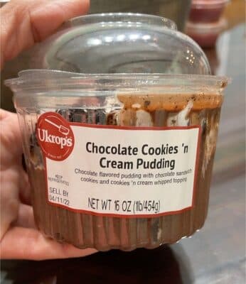 CHOCOLATE COOKIES 'N CREAM FLAVORED PUDDING WITH CHOCOLATE SANDWICH COOKIES AND COOKIES 'N CREAM WHIPPED TOPPING., CHOCOLATE COOKIES 'N CREAM