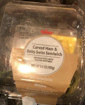 BRIOCHE ROLL WITH HONEY MUSTARD CARVED HAM & BABY SWISS SANDWICH, BRIOCHE ROLL WITH HONEY MUSTARD