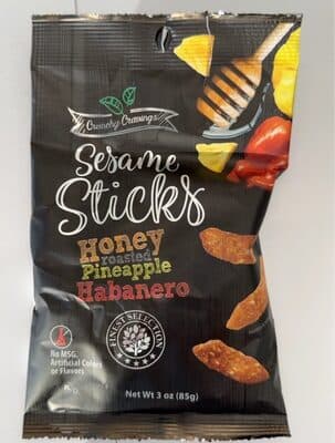 HONEY ROASTED PINEAPPLE HABANERO SESAME STICKS, HONEY ROASTED PINEAPPLE HABANERO