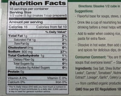 ORGANIC VEGETABLE BOUILLON, VEGETABLE