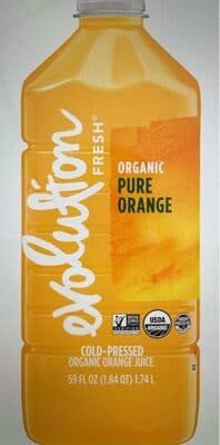EVOLUTION FRESH, COLD-PRESSED HIGH PRESSURE PROCESSED ORGANIC ORANGE JUICE, ORGANIC ORANGE