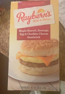 MAPLE BISCUIT, SAUSAGE, EGG & CHEDDAR CHEESE SANDWICH, MAPLE BISCUIT, SAUSAGE, EGG & CHEDDAR CHEESE