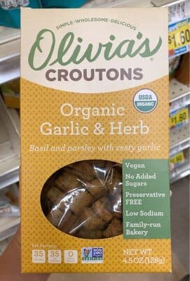 CROUTONS, ORGANIC GARLIC & HERB
