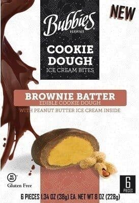 BROWNIE BATTER EDIBLE COOKIE DOUGH WITH PEANUT BUTTER ICE CREAM BITES, BROWNIE BATTER