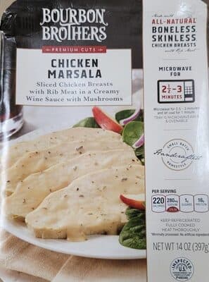 PREMIUM CUTS SLICED CHICKEN BREASTS WITH RIB MEAT IN A CREAMY WINE SAUCE WITH MUSHROOMS MARSALA, CHICKEN