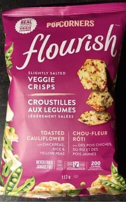 TOASTED CAULIFLOWER WITH CHICKPEAS, RICE & YELLOW PEAS LIGHTLY SALTED VEGGIE CRISPS, TOASTED CAULIFLOWER WITH CHICKPEAS, RICE & YELLOW PEAS