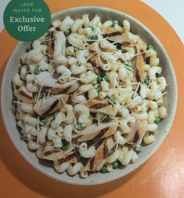 CHICKEN ALFREDO WITH CAVATAPPI PASTA AND PEAS, CHICKEN ALFREDO