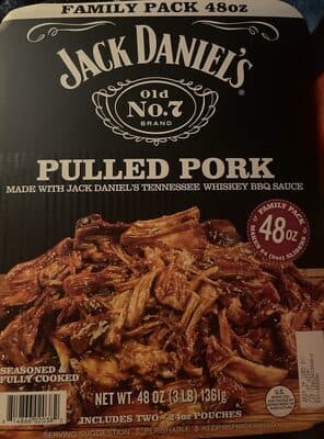 SEASONED & FULLY COOKED PULLED PORK WITH JACK DANIEL'S TENNESSEE WHISKEY BBQ SAUCE, SEASONED