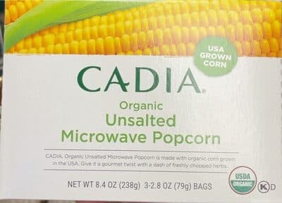 UNSALTED ORGANIC MICROWAVE POPCORN, UNSALTED