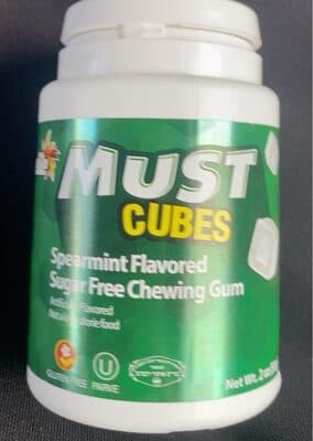 SPEARMINT FLAVORED SUGAR FREE CHEWING GUM MUST CUBES, SPEARMINT