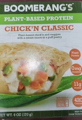 CHICK'N CLASSIC PLANT-BASED PROTEIN CHICK'N AND VEGGIES WITH A CREAM SAUCE IN A PUFF PASTRY, CHICK'N CLASSIC