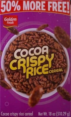 COCOA CRISPY RICE CEREAL, COCOA