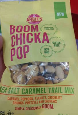 CARAMEL POPCORN, PEANUTS, CHOCOLATE CHUNKS, PRETZELS AND CASHEWS SEA SALT CARAMEL TRAIL MIX