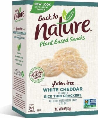 BACK TO NATURE, RICE THIN CRACKERS, WHITE CHEDDAR