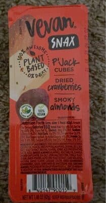 VEVAN SNAX P'JACK CUBES, DRIED CRANBERRIES, SMOKY ALMONDS, 1.48 OZ