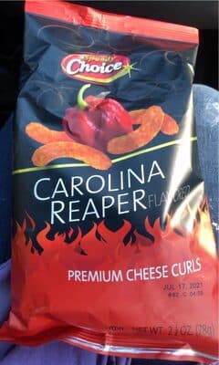 CAROLINA REAPER FLAVOR PREMIUM CHEESE CURLS, CAROLINA REAPER