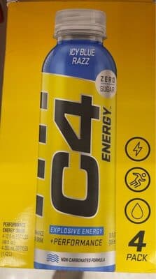 EXPLOSIVE ENERGY + PERFORMANCE ENERGY DRINK, ICY BLUE RAZZ, ICY BLUE RAZZ