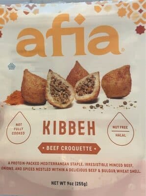 KIBBEH BEEF CROQUETTE A MEDITERRANEAN CLASSIC. IRRESISTIBLE MINCED BEEF, ONIONS AND SPICES WITH A CRUSTY BULGUR WHEAT SHELL., BEEF CROQUETTE