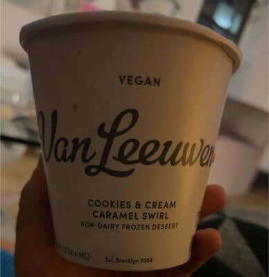 COOKIES & CREAM CARAMEL SWIRL NON-DAIRY FROZEN DESSERT, COOKIES & CREAM CARAMEL SWIRL
