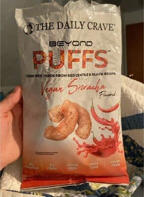 VEGAN SRIRACHA FLAVORED PUFFS, VEGAN SRIRACHA