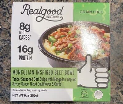 MONGOLIAN INSPIRED BEEF TENDER SEASONED BEEF STRIPS WITH MONGOLIAN INSPIRED SAVORY SAUCE, RICED CAULIFLOWER & GARLIC ENTREE BOWL, MONGOLIAN INSPIRED BEEF