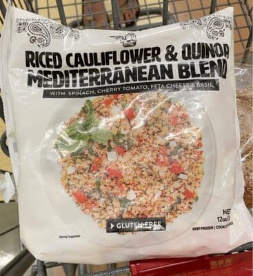 RICED CAULIFLOWER & QUINOA MEDITERRANEAN BLEND WITH SPINACH, CHERRY TOMATO, FETA CHEESE & BASIL