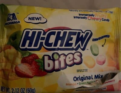 ORIGINAL MIX FRUITY CHEWY CANDY BITES, MANGO, GREEN APPLE, STRAWBERRY