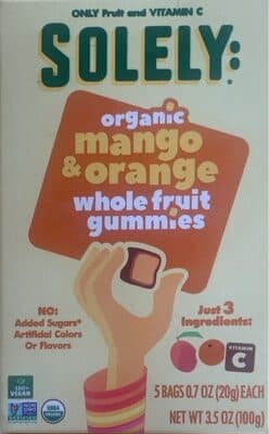 ORGANIC MANGO & ORANGE WHOLE FRUIT GUMMIES, MANGO; ORANGE