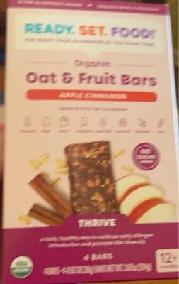 APPLE CINNAMON ORGANIC OAT & FRUIT BARS, APPLE CINNAMON