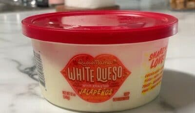 WHITE QUESO WITH ROASTED JALAPENOS, ROASTED JALAPENOS