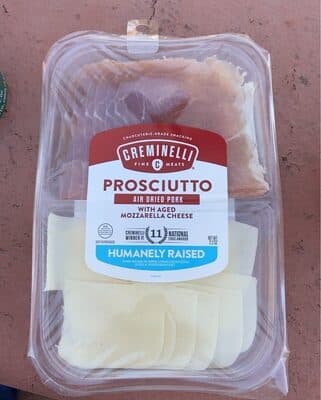 PROSCIUTTO AIR DRIED PORK WITH AGED MOZZARELLA CHEESE ARTISAN CHARCUTERIE, PROSCIUTTO WITH AGED MOZZARELLA CHEESE