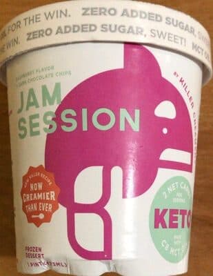 JAM SESSION BLACK RASPBERRY FLAVOR + DARK CHOCOLATE CHIPS KETO FROZEN DESSERT, JAM SESSION