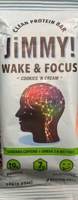 WAKE & FOCUS COOKIES 'N CREAM PROTEIN BAR, WAKE & FOCUS COOKIES 'N CREAM