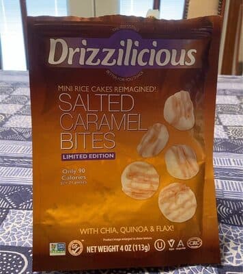 SALTED CARAMEL MINI RICE CAKES REIMAGINED! WITH CHIA, QUINOA & FLAX! BITES, SALTED CARAMEL